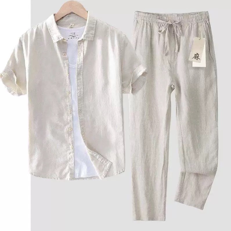 Linen Shirt Breathable - Reines Leinen-Baumwoll-Hemd für Herren, Kurzarm, Locker