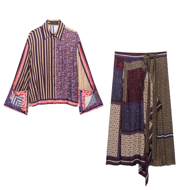 Shirt Camp Collar - 2026 Elegante, schicke bedruckte Sarong-Röcke, zweiteilige