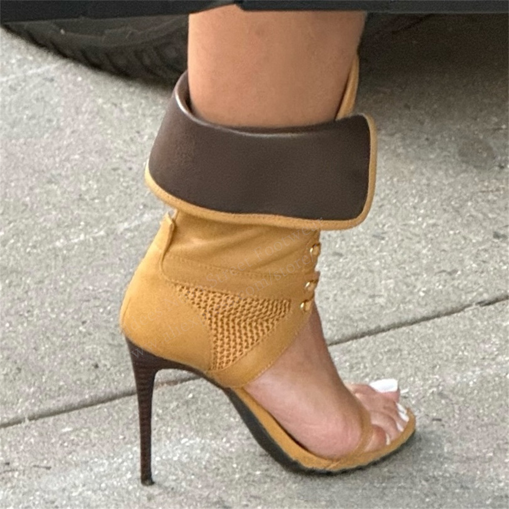 Casual Sandal Leather - Damen Open-Toe Stilettos Schnürsandalen Sexy Leder
