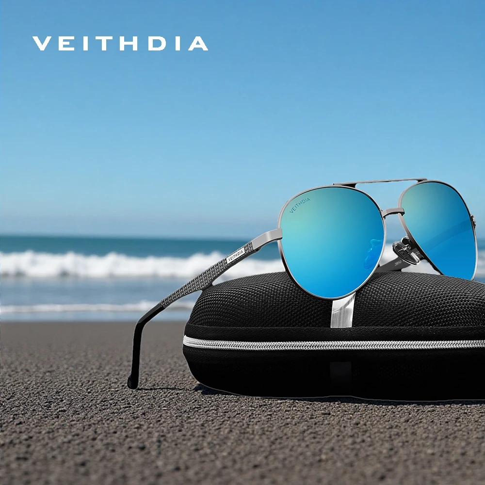 Sunglasses Aviator Polarized - VEITHDIA Piloten-Sonnenbrille, Aluminiumrahmen-Stil, polarisierte UV400-Spiegelbrille, Brillen