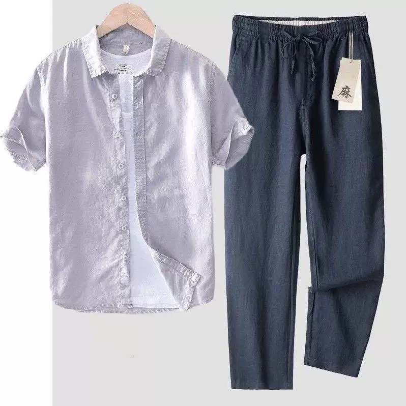 Reines Leinen-Baumwoll-Hemd fü – Linen Shirt Breathable Bewertung und Preis